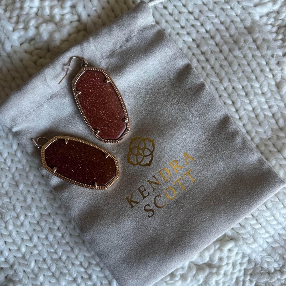 Kendra Scott Gold and Brown Statement Earrings